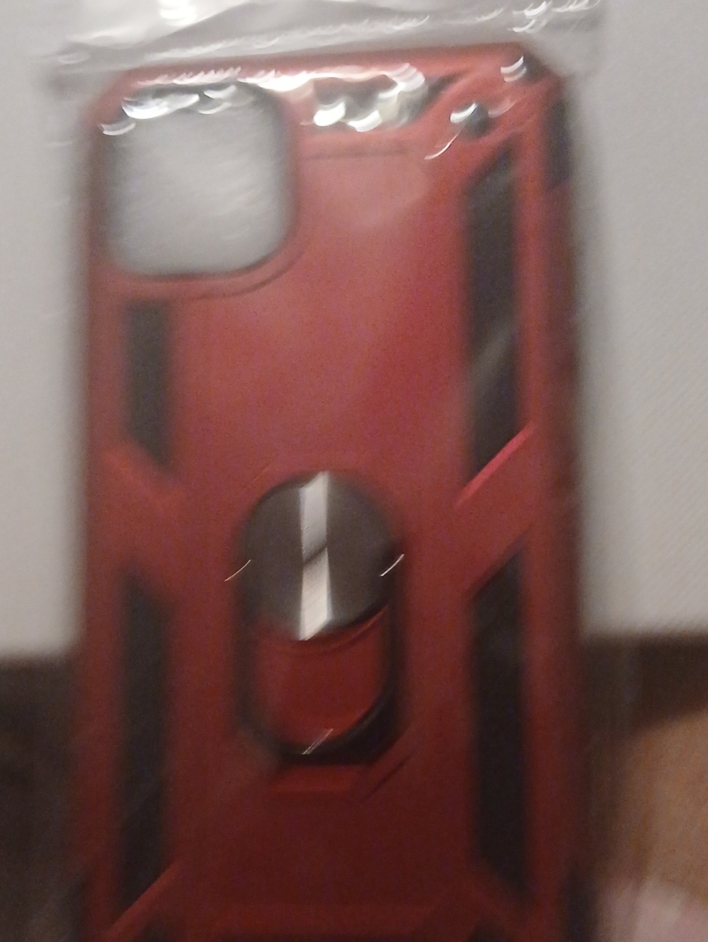 Red Rugged Armor Phone Case with Ring Stand
